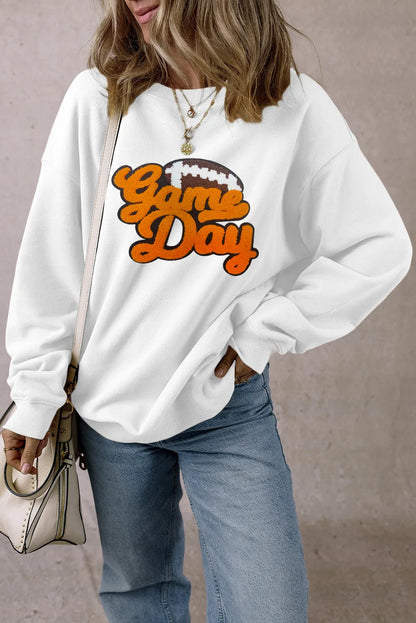 GAME DAY Football Round Neck Long Sleeve Sweatshirt