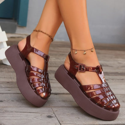 Plastic Woven Platform Sandals