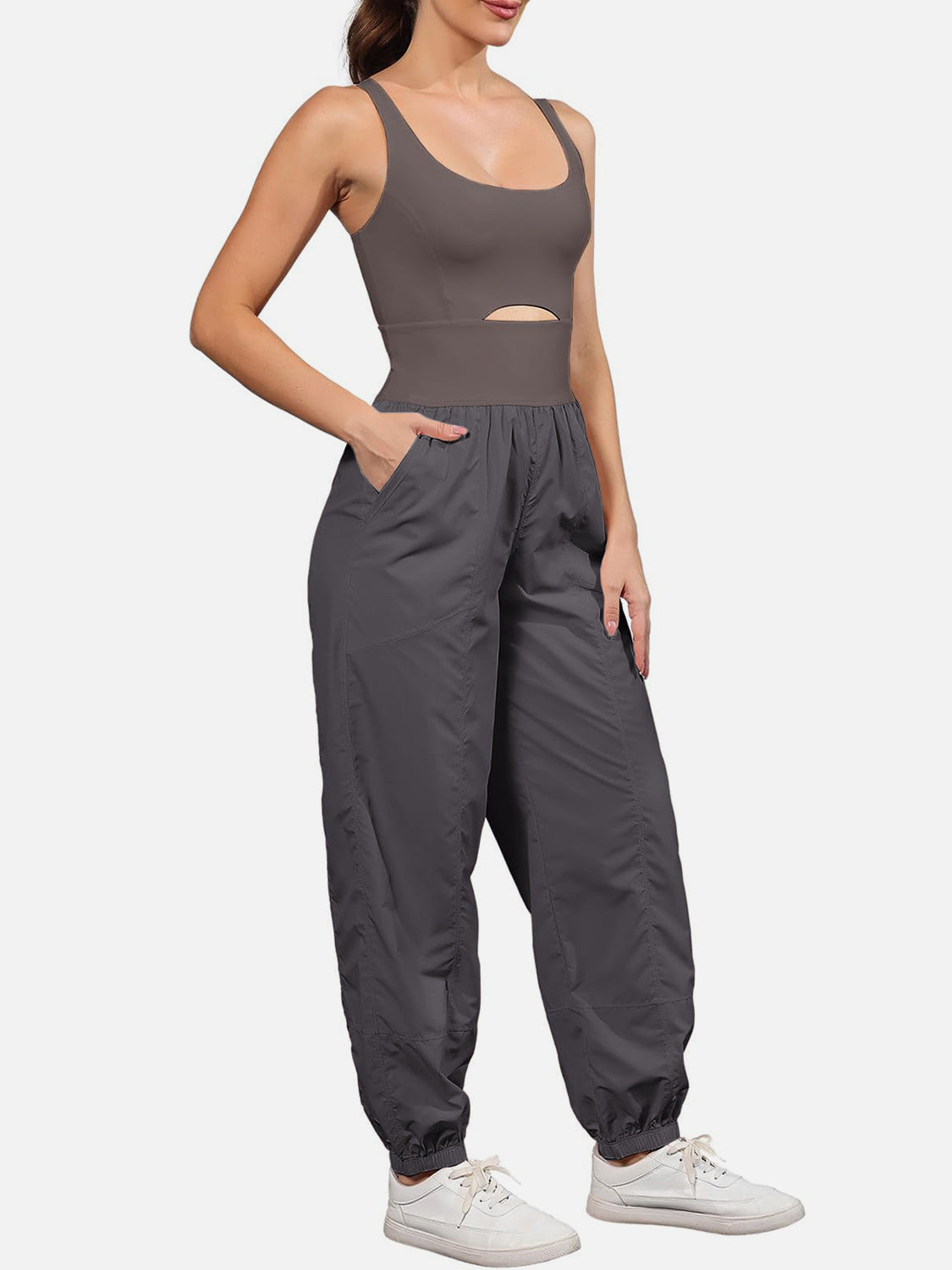 Cutout Scoop Neck Wide Strap Jumpsuit