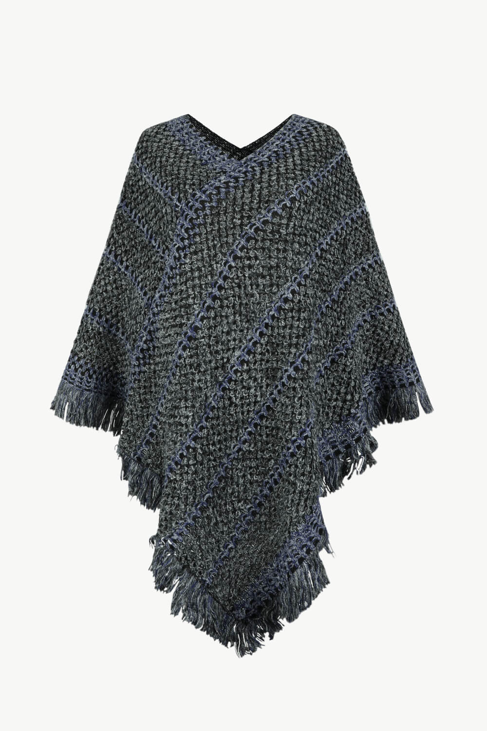 V-Neck Fringe Hem Poncho