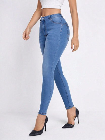 High Rise Skinny Jeans with Pockets