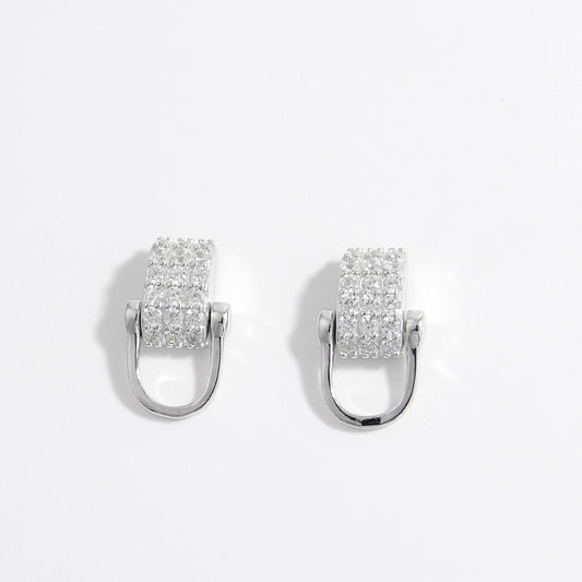 925 Sterling Silver Inlaid Zircon Earrings