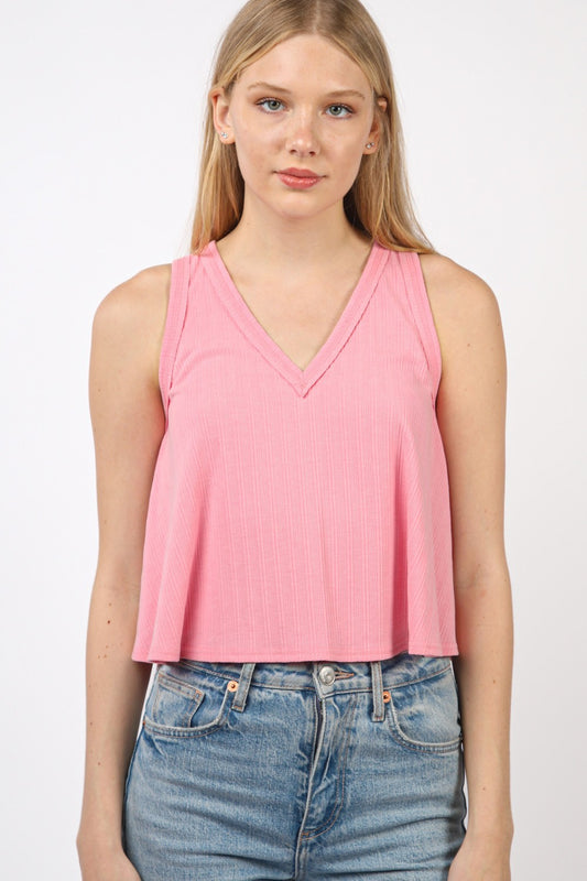 VERY J V-Neck Knit Swing Cropped Tank