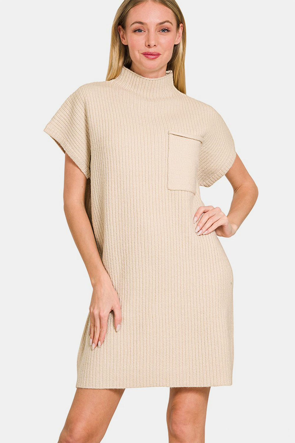 Zenana Short Sleeve Sweater Mini Dress