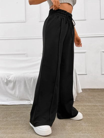 Honey Drawstring Elastic Waist Wide Leg Pants