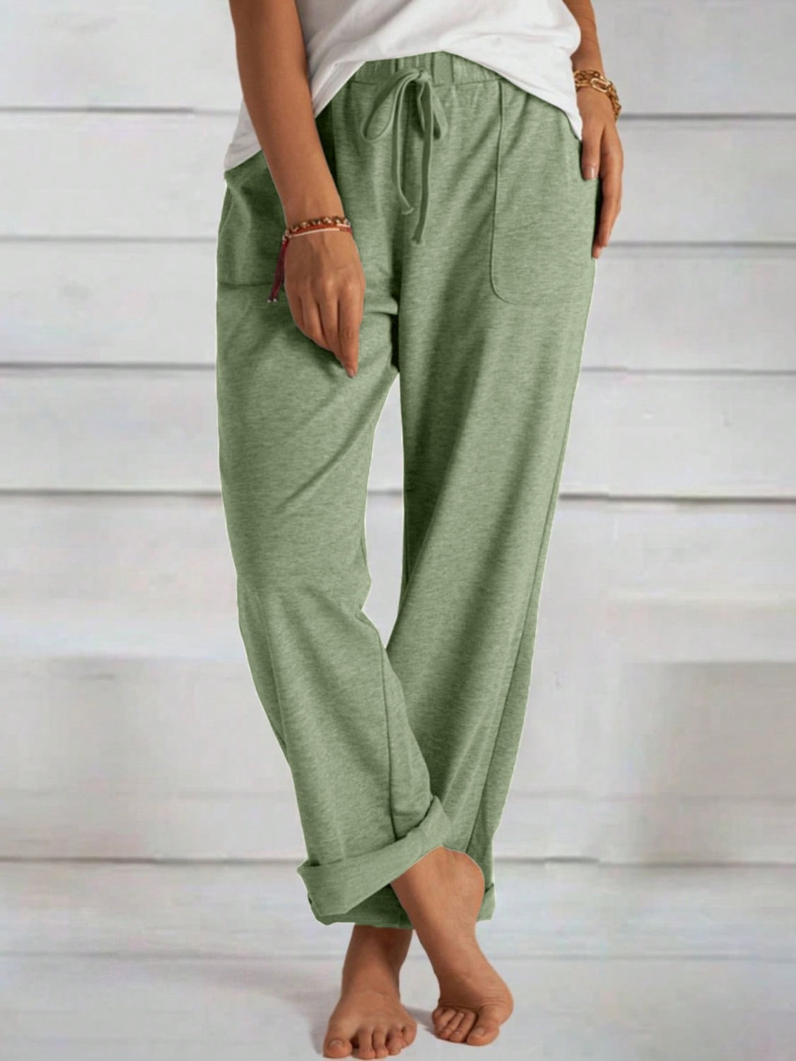 Tied Wide Leg Pants with Pockets