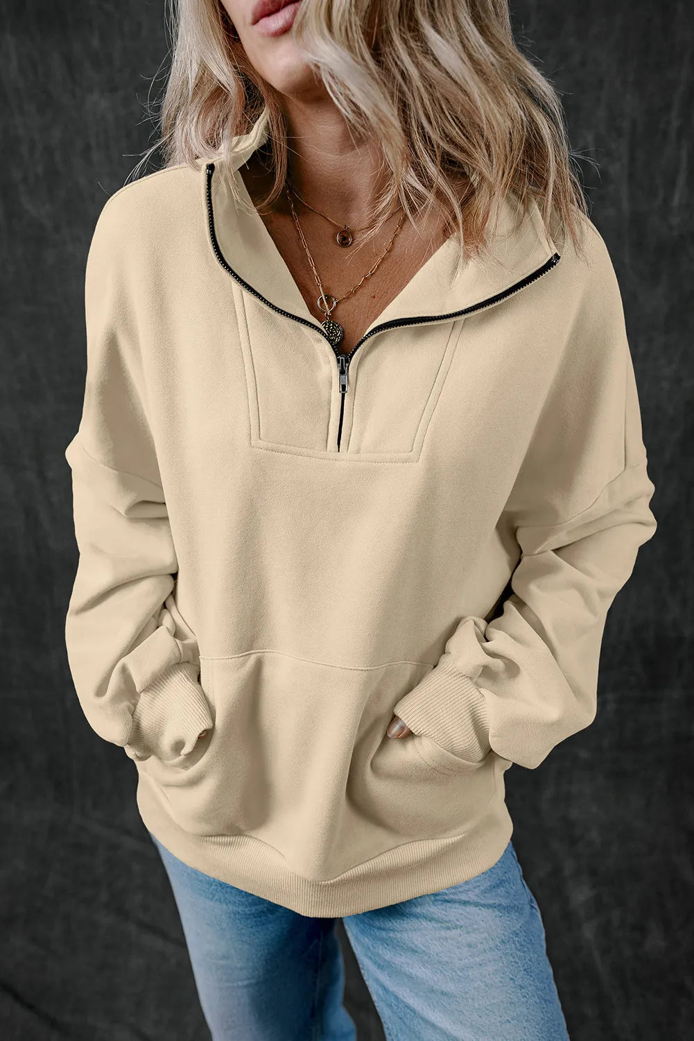 Half Zip Long Sleeve Sweatshirt