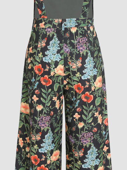 Floral Wide Leg Overalls