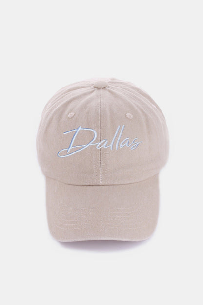 Zenana Washed DALLAS Embroidered Baseball Cap