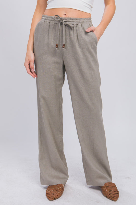 Love Tree Drawstring Wide Leg Pants