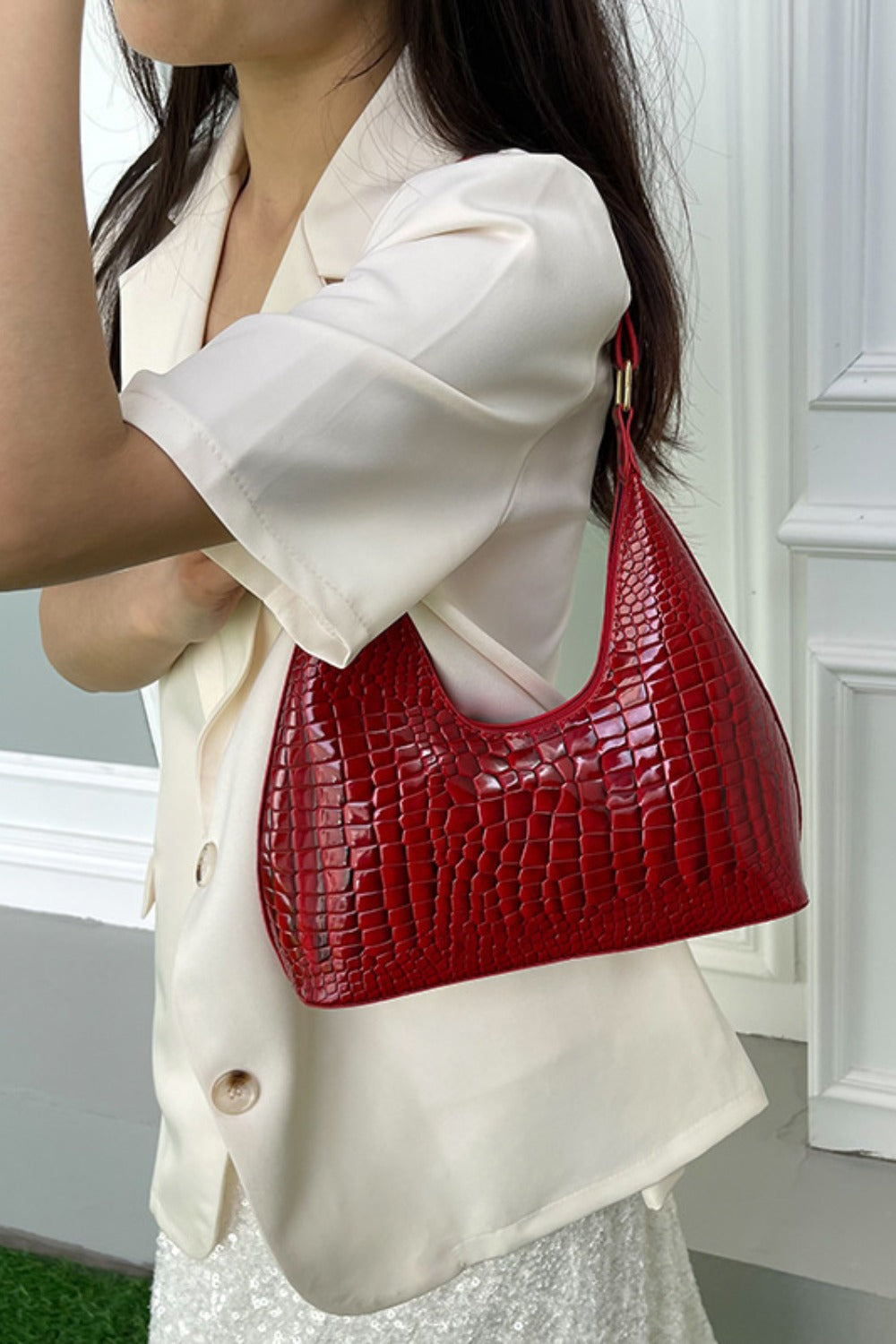 PU Leather Stone Texture Shoulder Bag