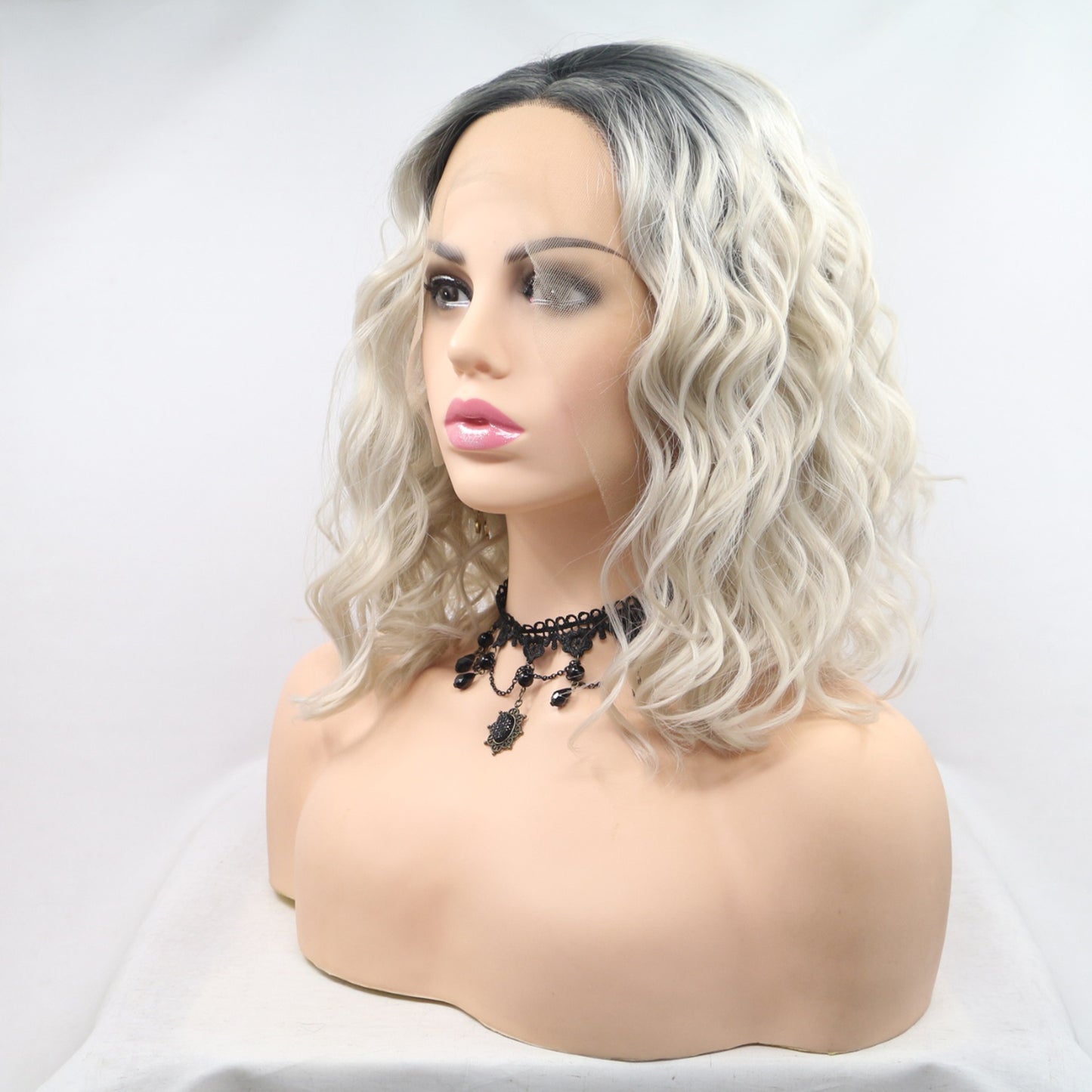 13*3" Lace Front Wigs Synthetic Mid-length Wavy 12" 130% Density