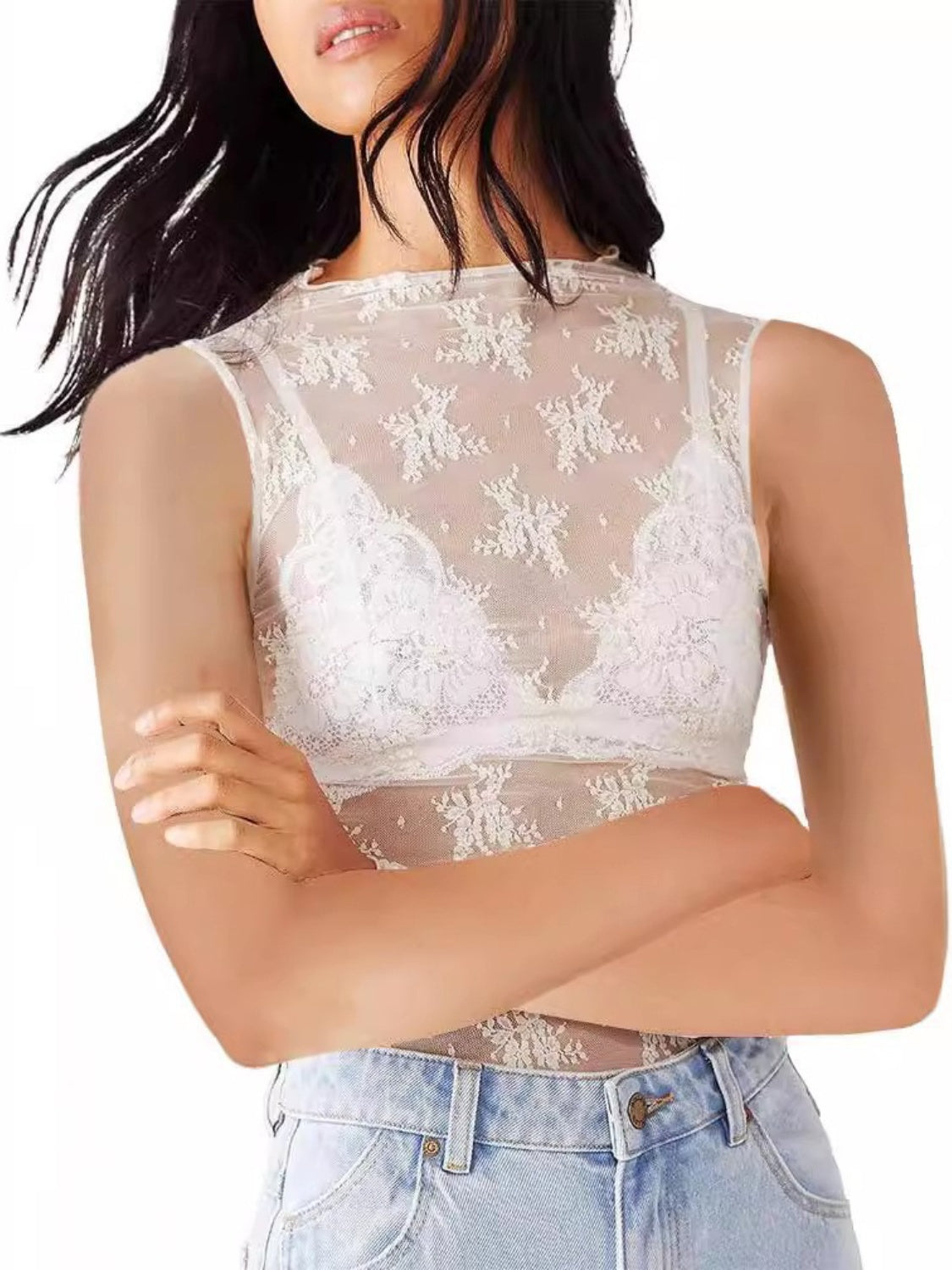 Lace Mock Neck Top