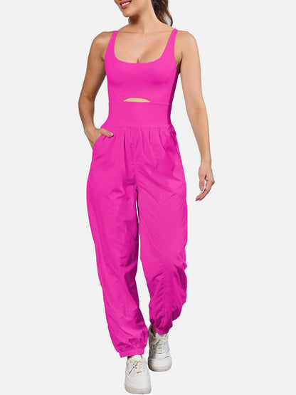 Cutout Scoop Neck Wide Strap Jumpsuit