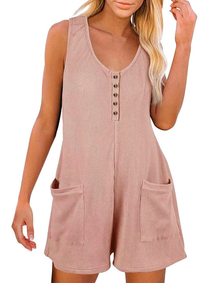 Full Size Pocketed Scoop Neck Sleeveless Romper